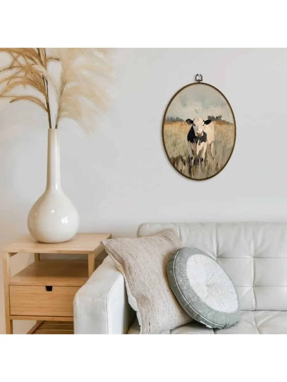 Rustic Farmhouse Cow Wall Art Decor | Vintage Animal Canvas Print | 8.7x11.3